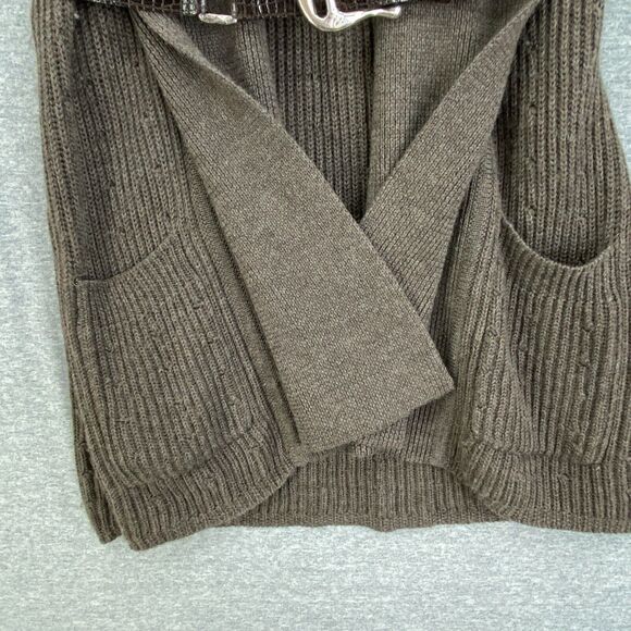 Worth Sweater Cardigan Womens Medium Brown Wool Shawl Collar Sleeveless Pockets - Picture 5 of 11